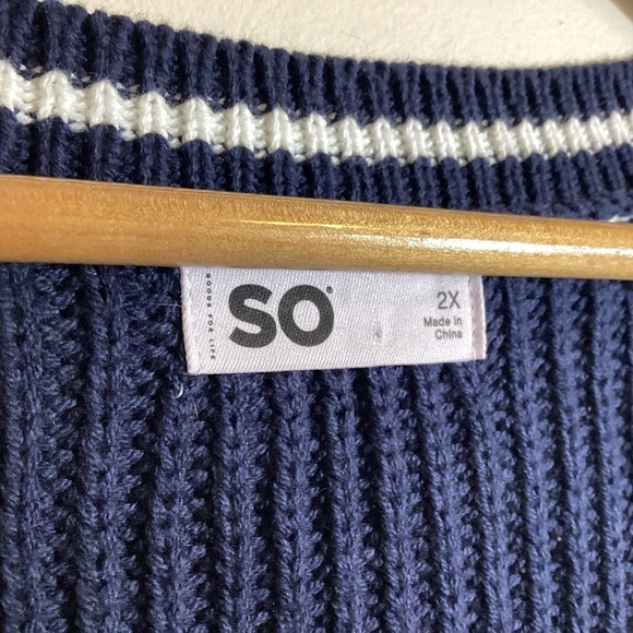 Tennis Prep Chunky Cable Knit Sweater Vest Size 2X Navy Blue Classic Retro Y2K - Picture 11 of 13